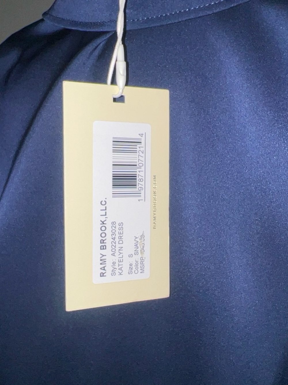 Ramy Brook Katelyn Long Sleeve Ruched Navy Dress - Picture 4 of 4
